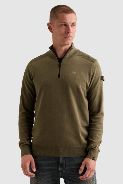 PME legend groene heren trui | Model vooraanzicht