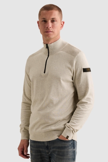PME legend half zip collar cotton Beige