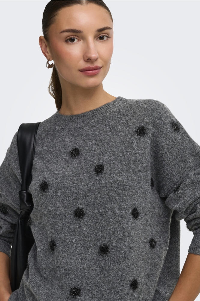 Jacqueline de Yong grijze dames trui | Model vooraanzicht
