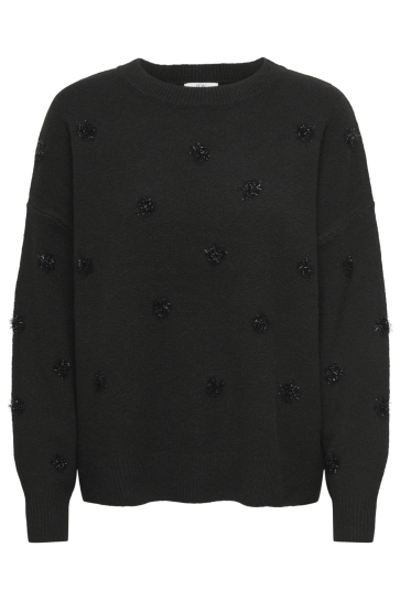 Jacqueline de Yong Trui JDYMELEA L/S O-NECK POMPOM PULLOVER 15382894 Black/W. BLACK POMPOM