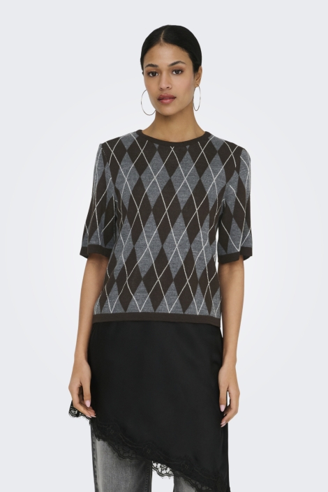 Jacqueline de Yong bruine dames trui | Model vooraanzicht