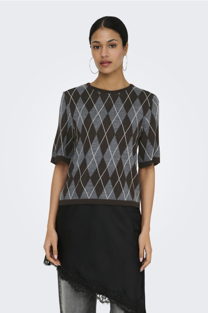 Jacqueline de Yong bruine dames trui | Model vooraanzicht