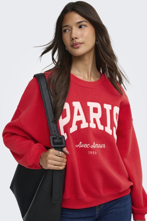 Jacqueline de Yong rode dames sweater | Model vooraanzicht