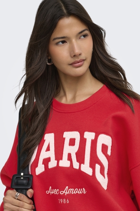 Jacqueline de Yong rode dames sweater | Close up