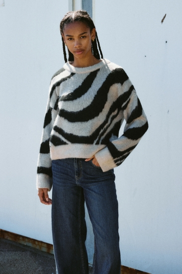 Noisy may nmsoff l/s o-neck knit noos Ecru