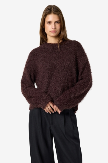 Noisy may Trui NMSASSY L/S O-NECK KNIT NOOS 27029424 Chocolate Plum 