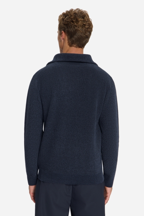 NO-EXCESS blauwe heren trui | Model achteraanzicht