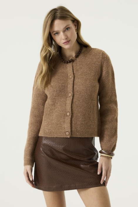 Garcia taupe dames vest | Model vooraanzicht