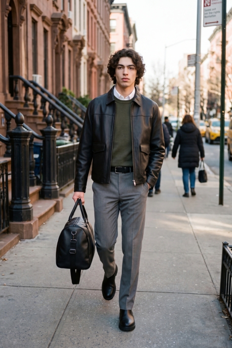 Jack & Jones groene heren trui | Sfeerbeeld, In situatie