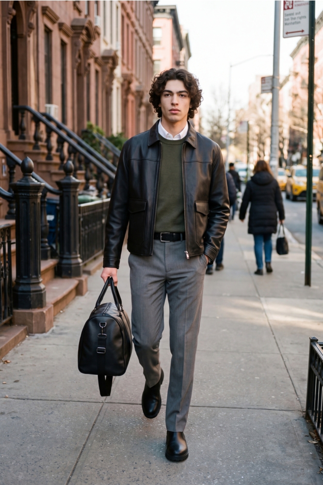 Jack & Jones groene heren trui | Sfeerbeeld, In situatie