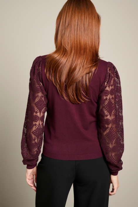 LolaLiza bordeaux dames trui | Model achteraanzicht