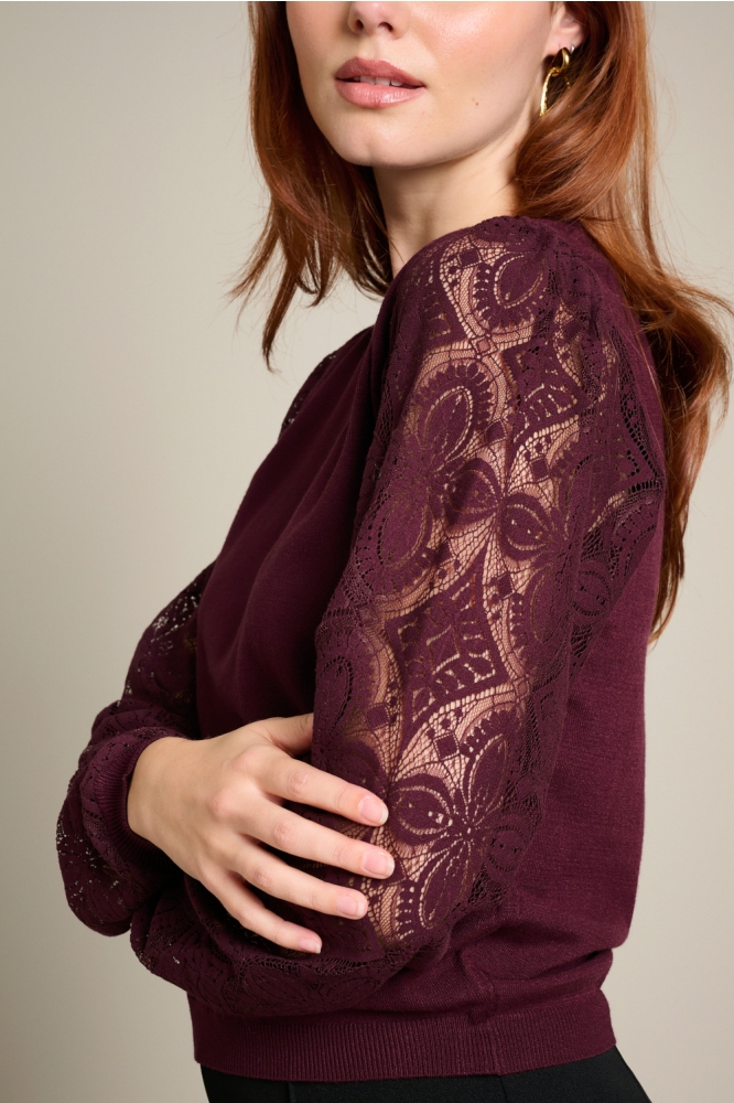 LolaLiza bordeaux dames trui | Close up