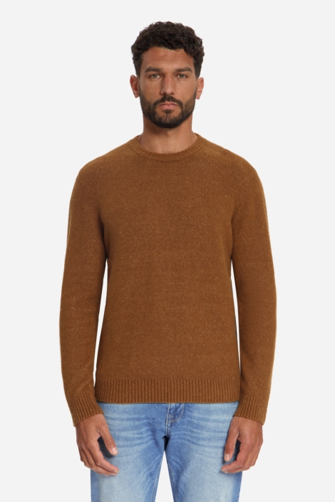 NO-EXCESS camel heren trui | Model vooraanzicht