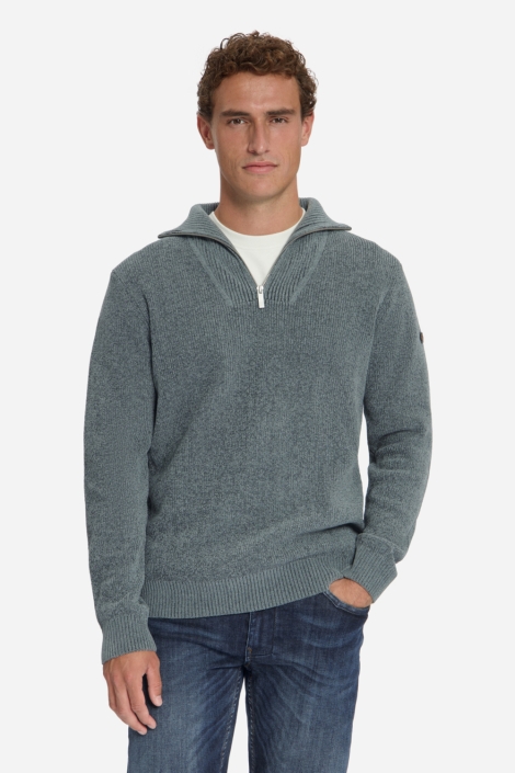 NO-EXCESS grijze heren trui | Model vooraanzicht