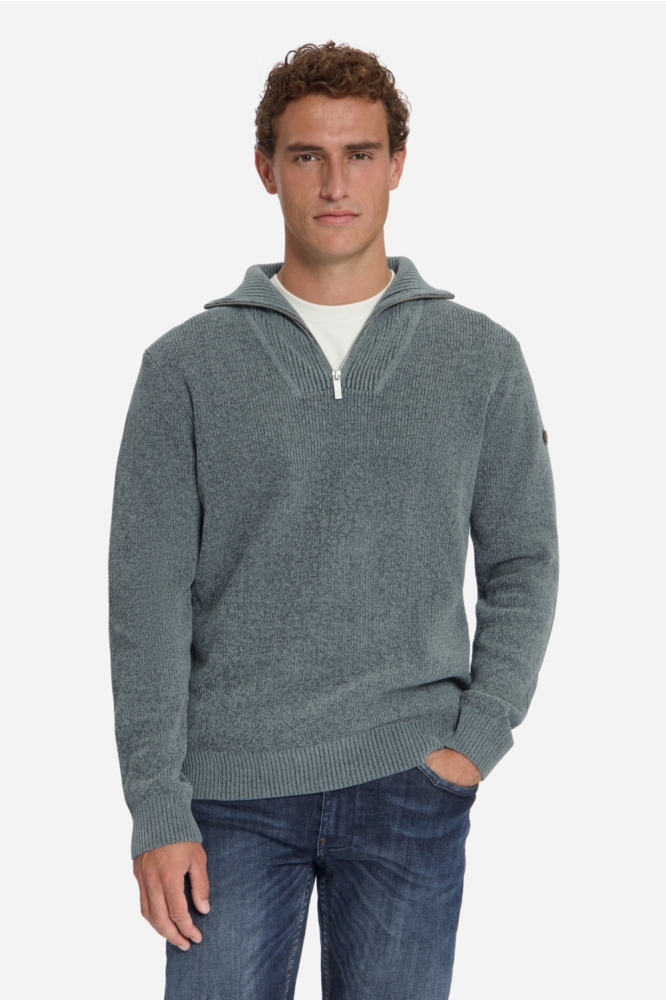 NO-EXCESS grijze heren trui | Model vooraanzicht