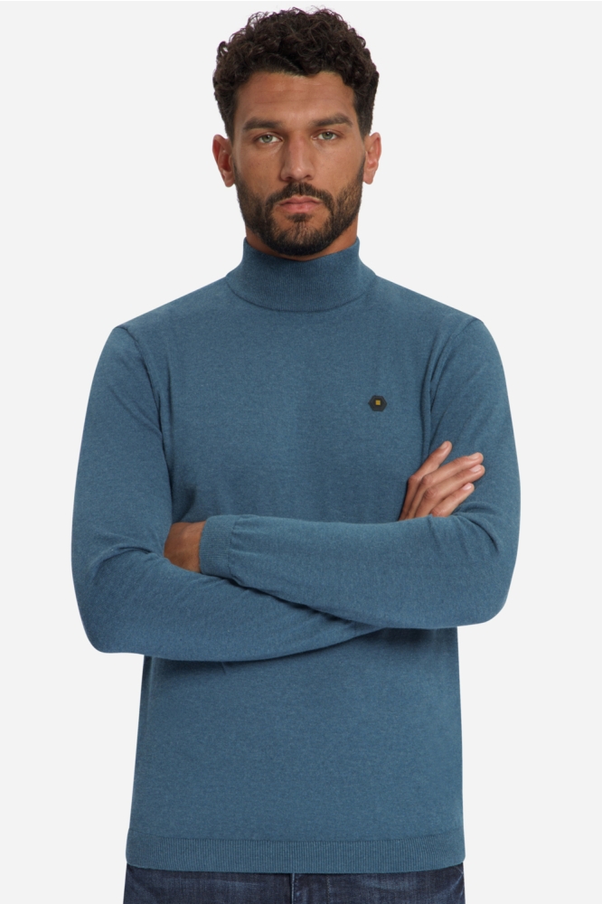 NO-EXCESS blauwe heren trui | Model vooraanzicht