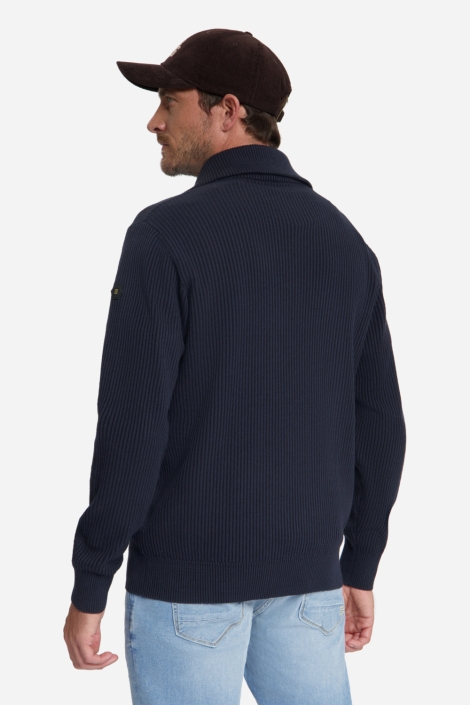 NO-EXCESS blauwe heren trui | Model achteraanzicht