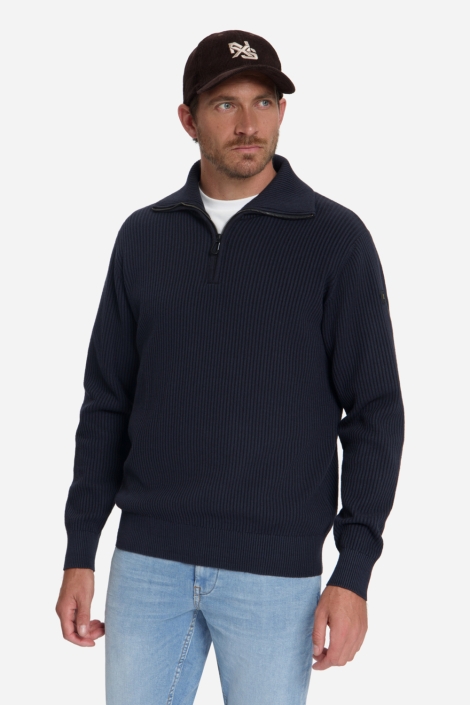 NO-EXCESS blauwe heren trui | Model vooraanzicht