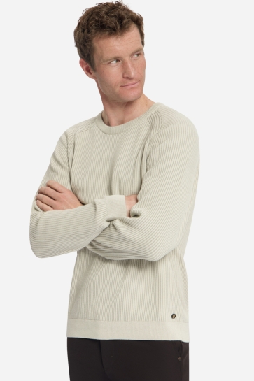 NO-EXCESS Trui PULLOVER MET RONDE HALS EN TUCK STITCH 33230933SN Stone