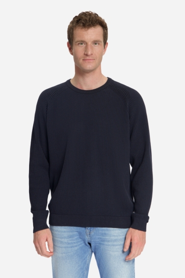 NO-EXCESS pullover crewneck tuck stitch Blauw