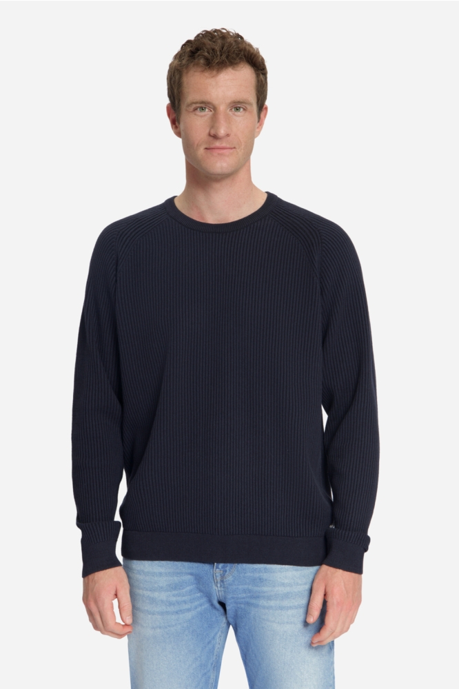 NO-EXCESS blauwe heren trui | Model vooraanzicht