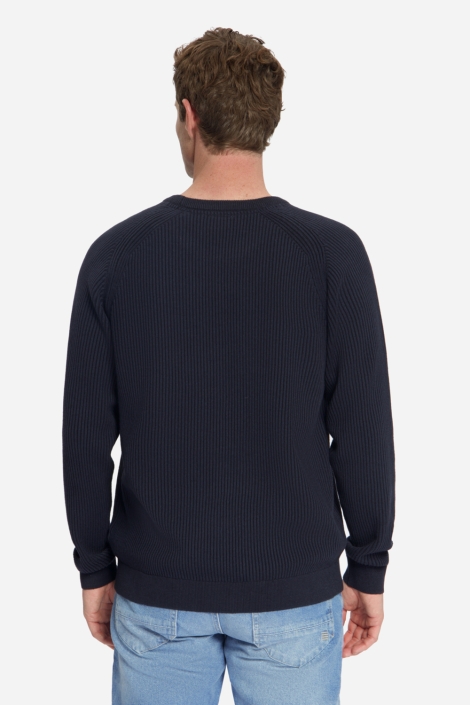 NO-EXCESS blauwe heren trui | Model achteraanzicht