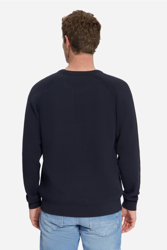 NO-EXCESS blauwe heren trui | Model achteraanzicht