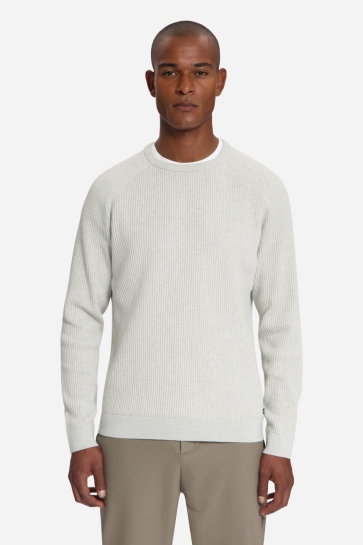 NO-EXCESS Trui PULLOVER MET RONDE HALS EN TUCK STITCH 33230933SN Light Grey Melange