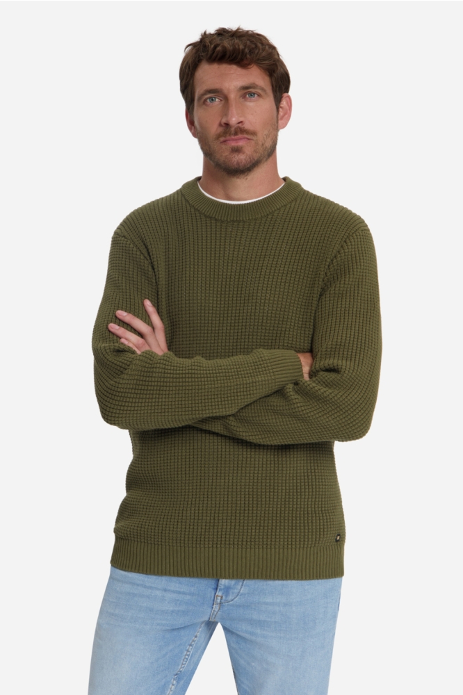NO-EXCESS groene heren trui | Model vooraanzicht