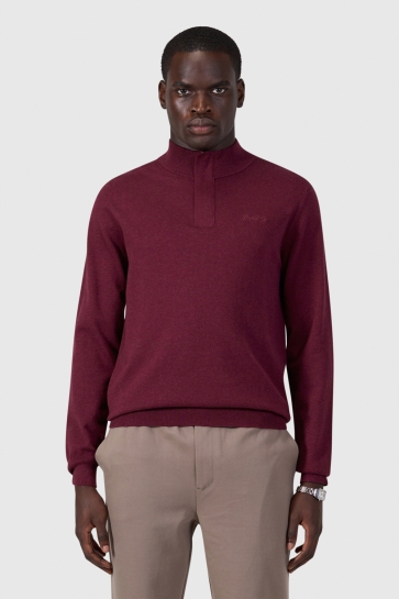 Pure Path Trui LIGHT WEIGHT HIDDEN HALFZIP KNIT 26030807 107 WINE RED