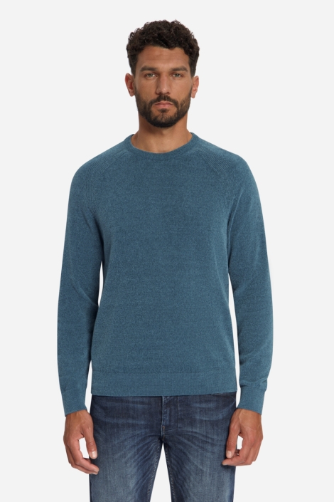NO-EXCESS blauwe heren trui | Model vooraanzicht