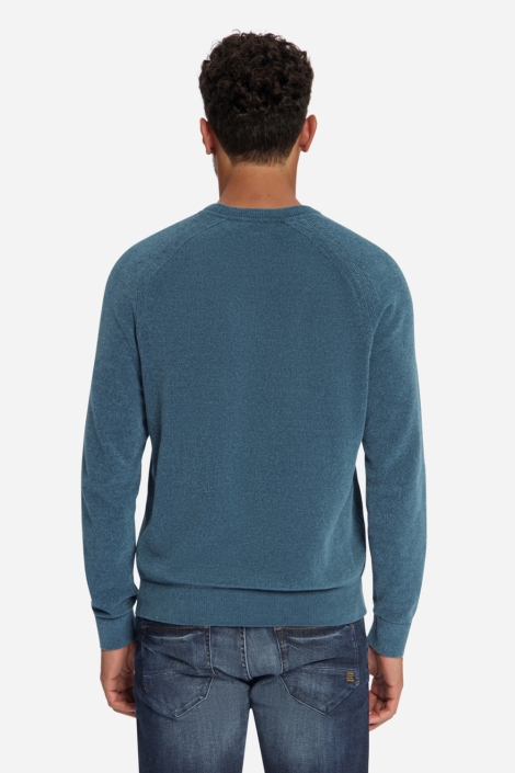 NO-EXCESS blauwe heren trui | Model achteraanzicht