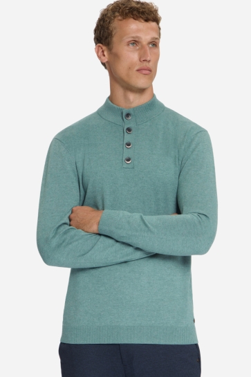NO-EXCESS Trui FIJNGEBREIDE TRUI MET KNOOPKRAAG 33210864SN 138 DUSTY BLUE