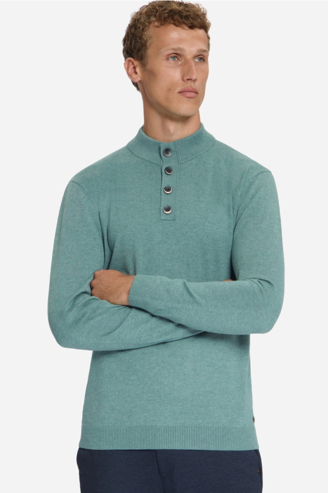 NO-EXCESS blauwe heren trui | Model vooraanzicht