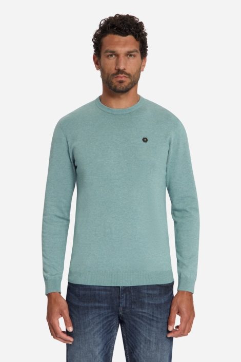 NO-EXCESS blauwe heren trui | Model vooraanzicht
