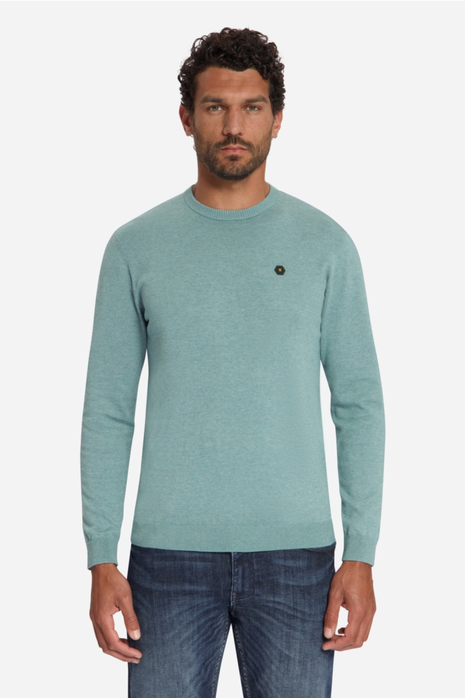 NO-EXCESS blauwe heren trui | Model vooraanzicht