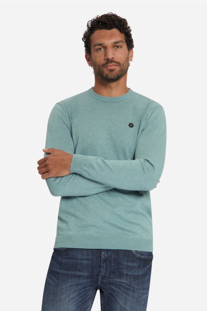 NO-EXCESS blauwe heren trui | Model vooraanzicht