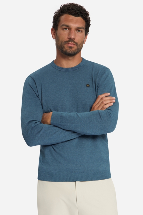 NO-EXCESS blauwe heren trui | Model vooraanzicht