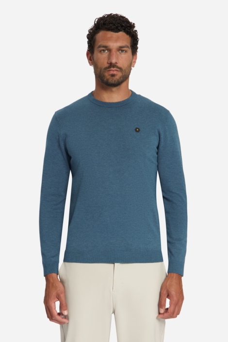 NO-EXCESS blauwe heren trui | Model vooraanzicht