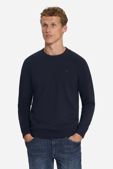 NO-EXCESS blauwe heren trui | Model vooraanzicht