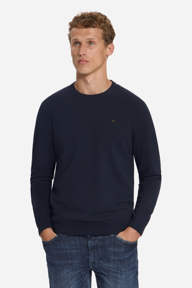NO-EXCESS blauwe heren trui | Model vooraanzicht