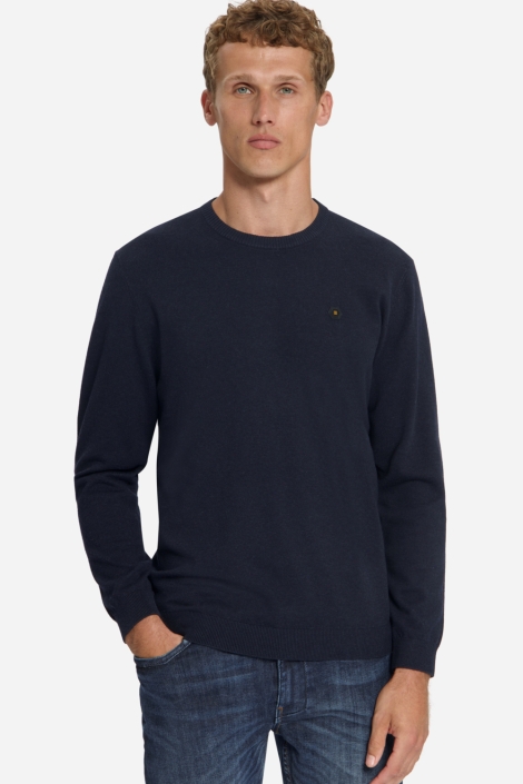 NO-EXCESS blauwe heren trui | Model vooraanzicht