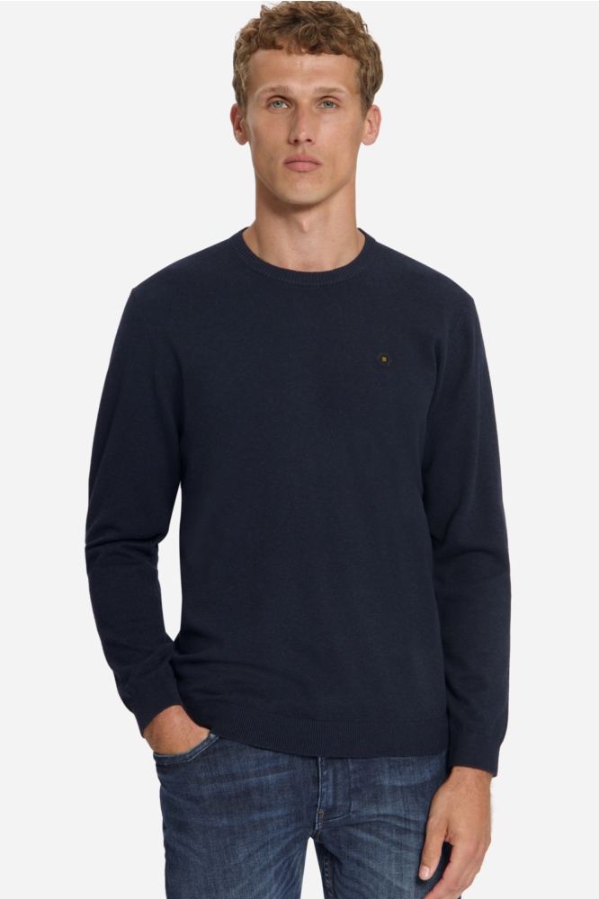 NO-EXCESS blauwe heren trui | Model vooraanzicht