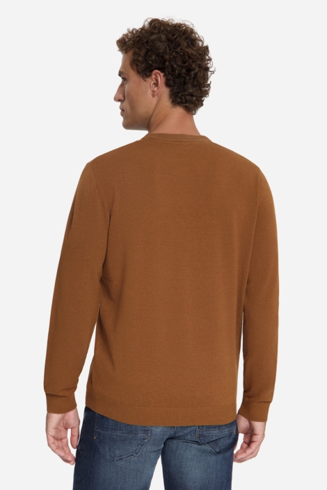 NO-EXCESS camel heren trui | Model achteraanzicht