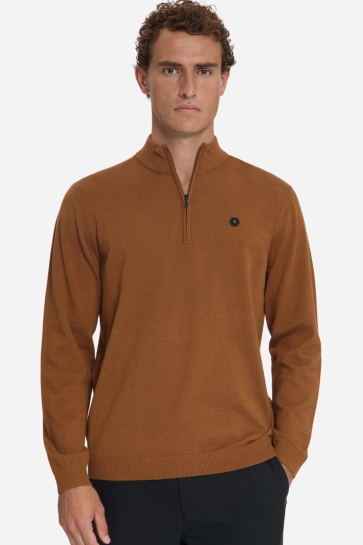 NO-EXCESS Trui MELANGE HALF ZIP TRUI 33210895SN 048 CARAMEL