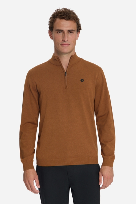NO-EXCESS camel heren trui | Model vooraanzicht