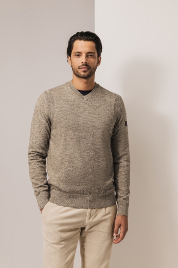 State of Art pullover v-neck plai Zand