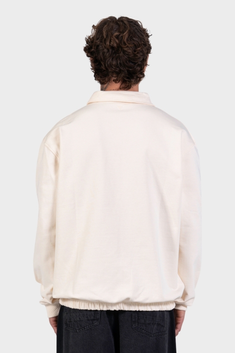 Pure Path ecru heren sweater | Model achteraanzicht