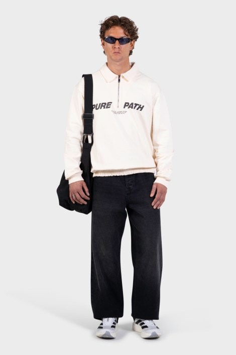 Pure Path ecru heren sweater | Model