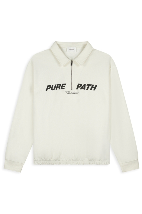 Pure Path ecru heren sweater | Vooraanzicht